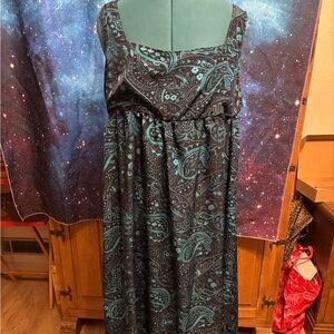 Teal and Black Paisley Maxi Dress